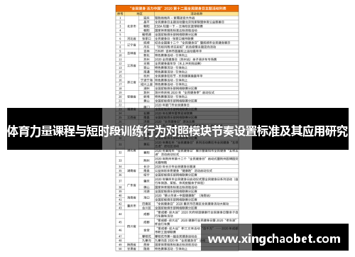 体育力量课程与短时段训练行为对照模块节奏设置标准及其应用研究